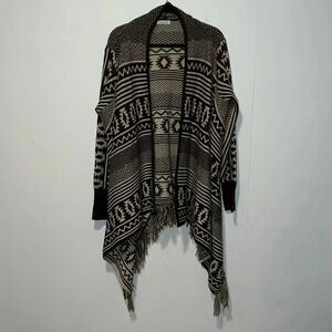 Maurice’s Aztec Print Stone Knitted Asymmetrical Open Cardigan 1044